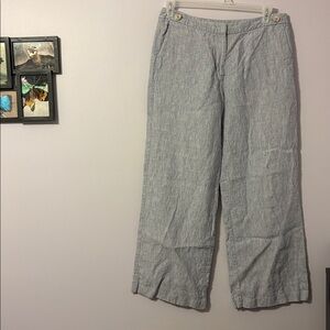 Boden Myra Linen Wide Leg Pants size 10R Blue Gray Color